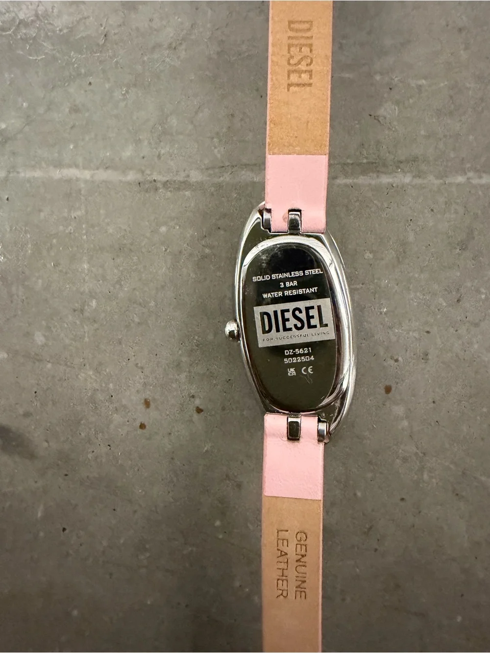 DIESEL DZ5621 PINK LEATHER WATCH & MATCHING RING SET NWT